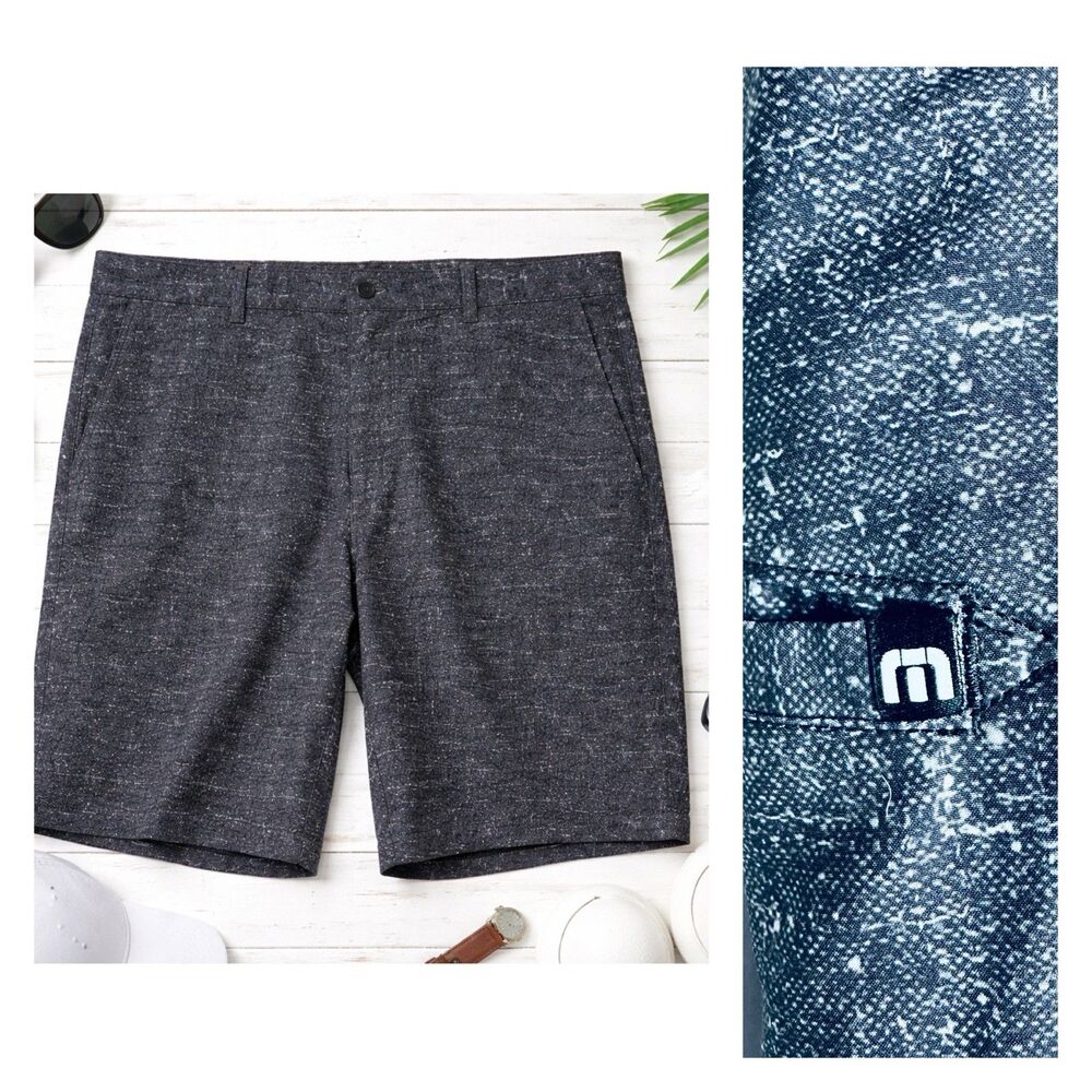 Travis Mathew Shorts Mens 38 Black Golf Boating Beach Performance Stretch Large